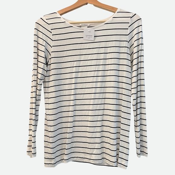 Club Monaco Navy Striped Long Sleeve Linen - Picture 5 of 12